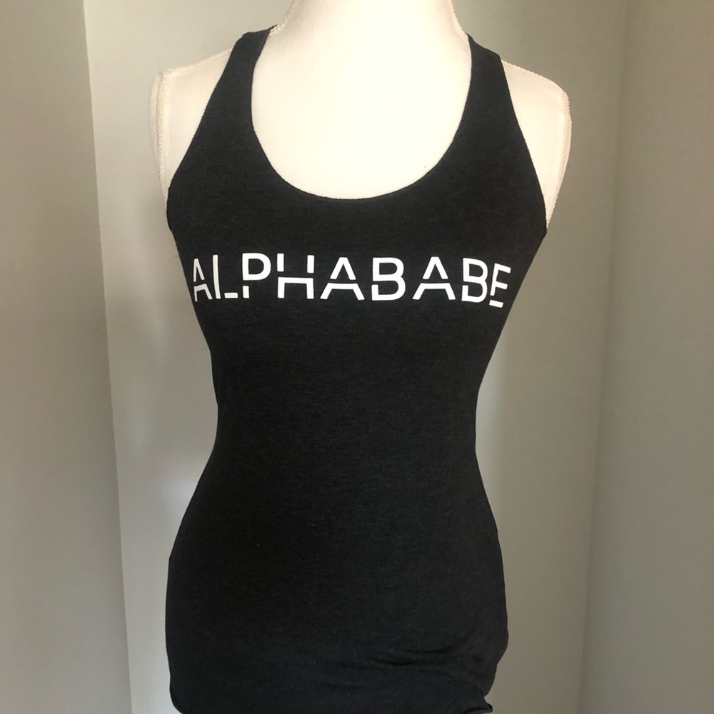 Black Alphababe racerback tank top